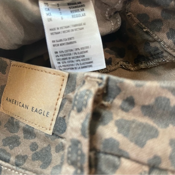 American Eagle Brown Leopard High Waist Skinny Jeans Next Level Stretch 2 - Picture 3 of 4